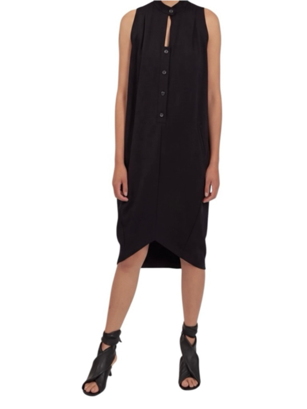 Ayrtight Clothing Sleeveless Button-Front Dress Black Size Small Lagenlook